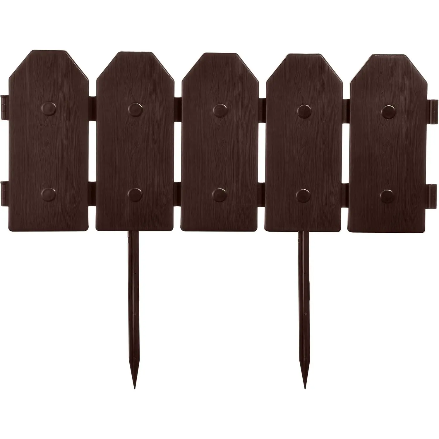Garden Border Edging: Wooden Grain Fence  Ear Design - Landscaping Fence Liner Lawn  Barrier - Decorative Lawn Landscape Panels  -Landscaping Edging (Brown, 10ft.)