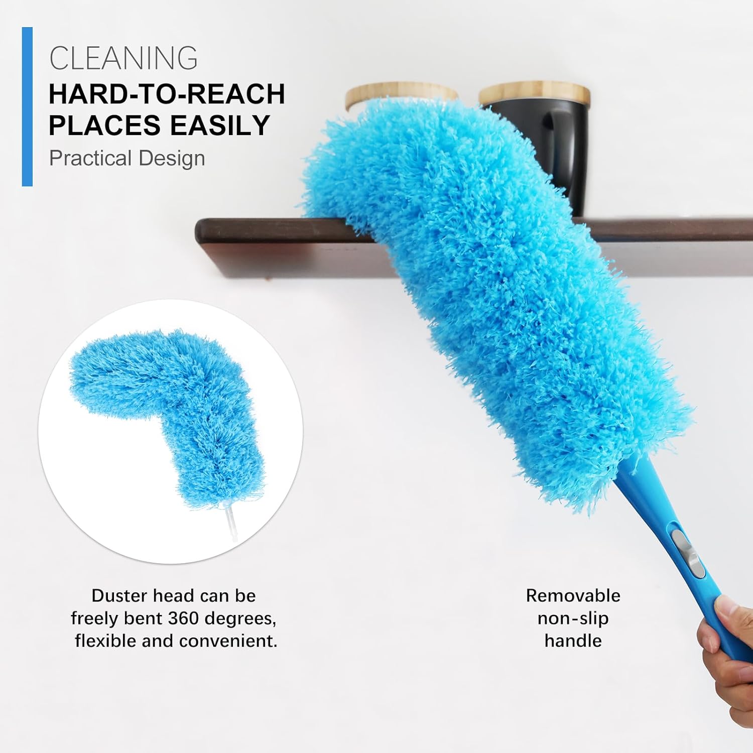 Rainbow Static Duster 24inch  Microfiber Electrostatic Dusters with 2 Beandable and Washable Duster  for Cleaning , Office,