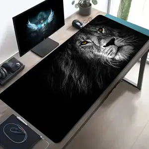 1pc Large Size Esports Gaming Mouse Pad, Black Background Lion with Golden Eyes Pattern, Non-Slip, Washable Rubber Bottom Large Desk Mat Office Desk Accessory, PC Decor Accessory Desktop Decoration Anti-Dirty Gaming Mouse Pad, Ideal Gift for Gamers