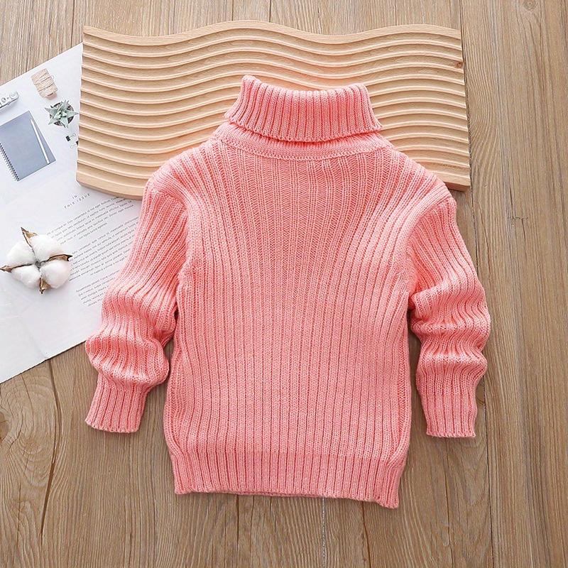 1pc Kids Cartoon Bear Turtleneck Sweater - 100% Acrylic Knit Fabric, Casual High Neck, Skinny Fit, Long Sleeve, Regular Length - Boys and Girls Fall/Winter Pullover Sweater