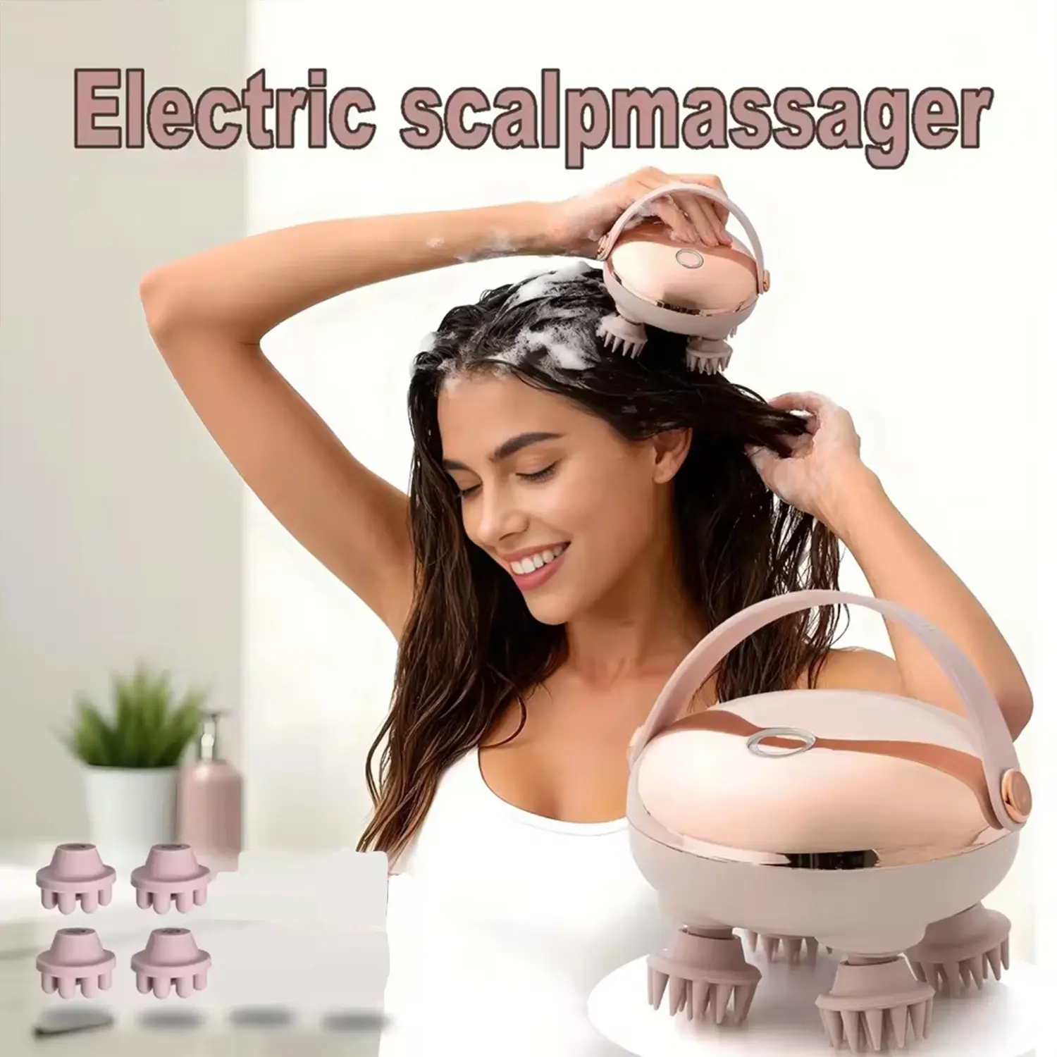 Handheld Wireless Scalp Massager, 3 Massage Modes, Waterproof, Dry/wet Use, Comfortable Head Massage, Relaxing Scalp Cleanser