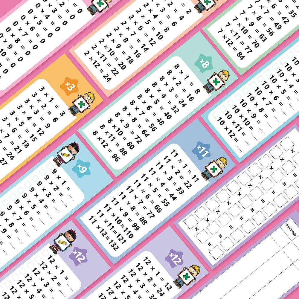 15 cards multiplication table, mathematical number card , educational learning, mathematics, children's flash card, elementary school, reusable at home school supplies