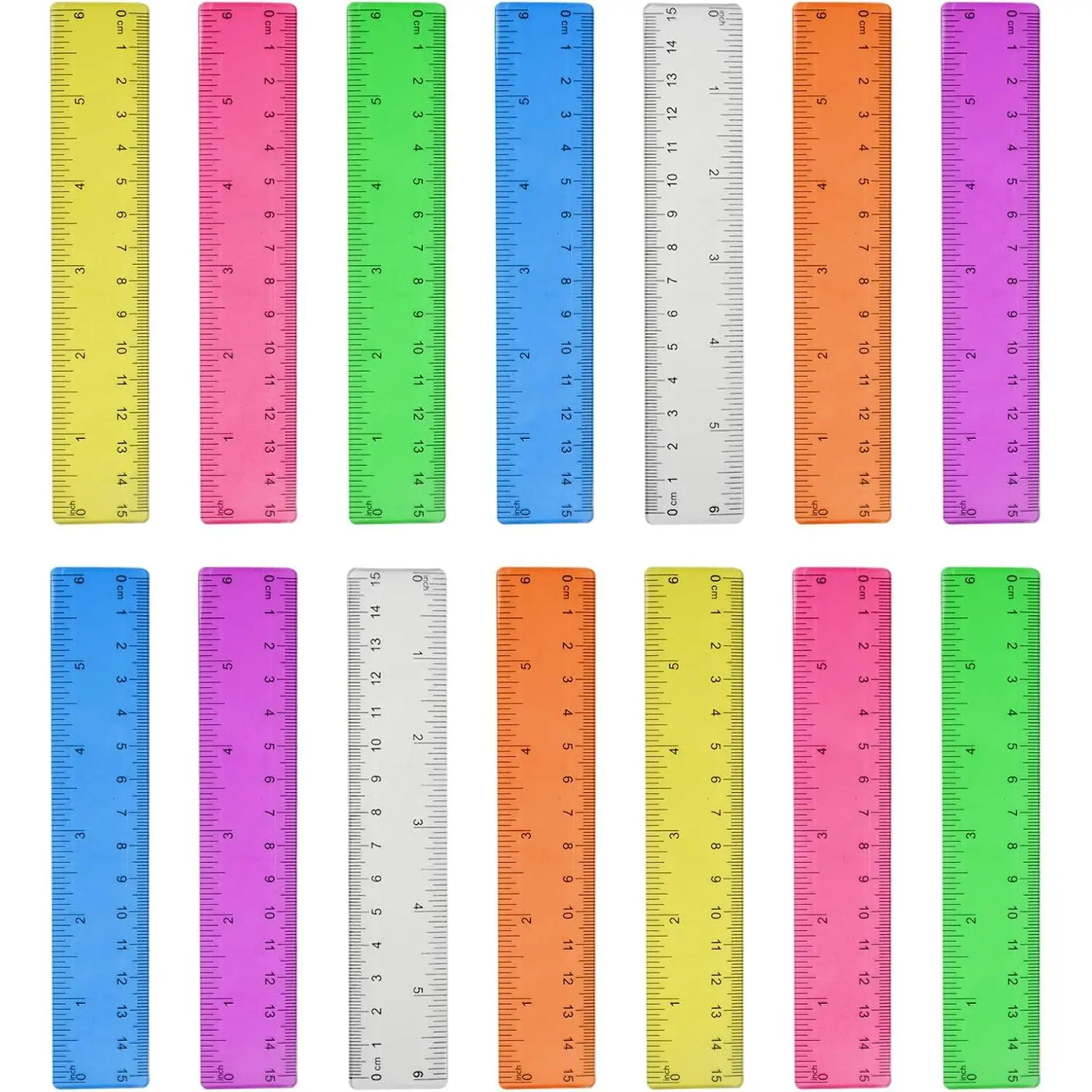 14 Packs 6 Inch Small Rulers for , Plastic Ruler for School |  Colors Plastic Ruler with Inches and Centimeters, Practical for Students Classroom, Office