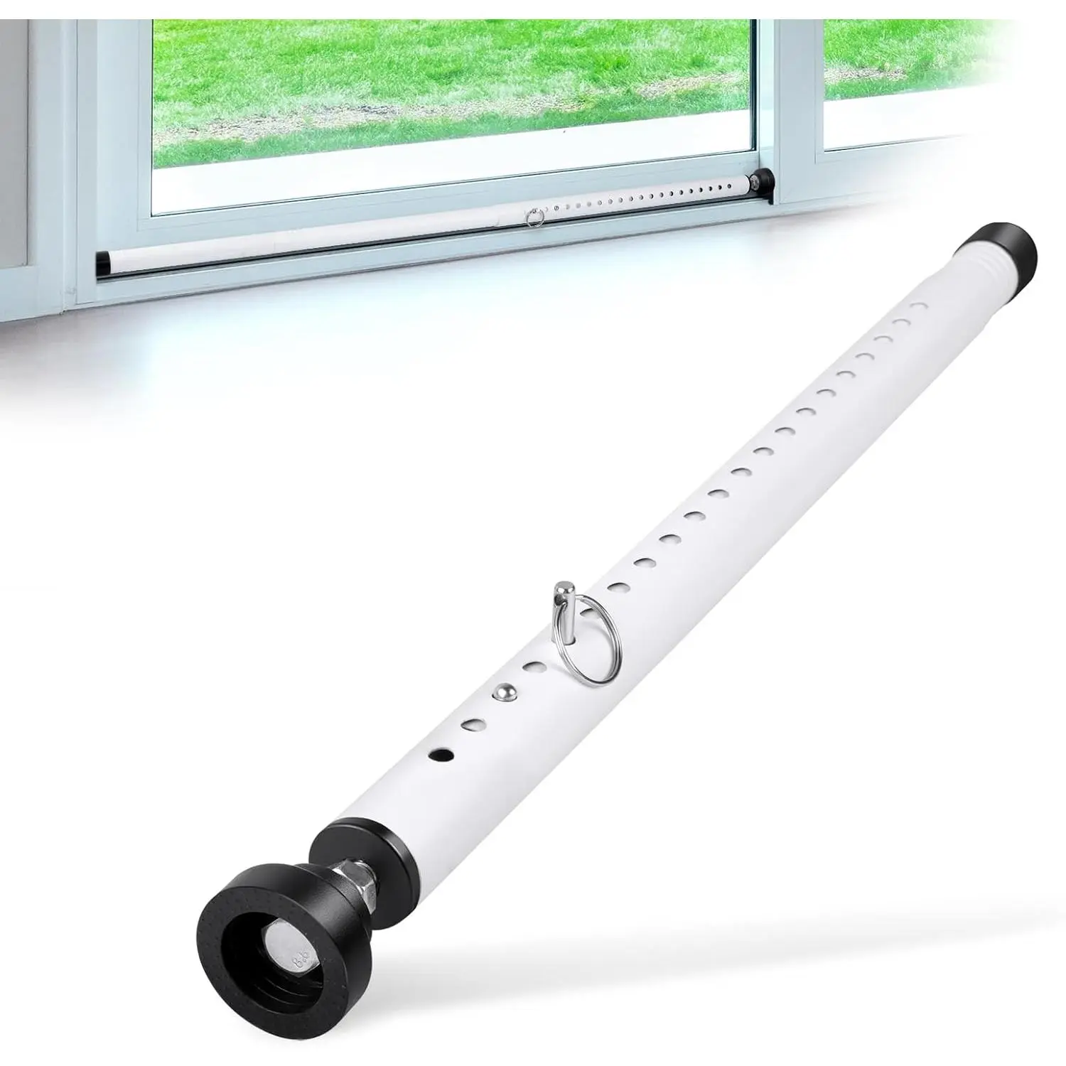 17-50 inch Adjustable Sliding Door Security Bar, Window Security Bar with Rubber Tips, Heavy Duty Safety Lock Bar for Home Apartment Patio Interior