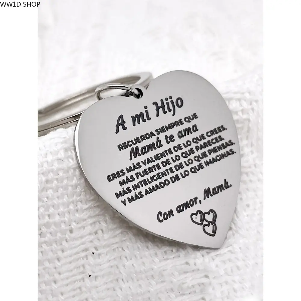 Stainless Steel Spanish Letter Pattern Leather Keychain, Personalized Pendant Accessory for Men, Women, Keys, Bags, Lightweight Daily Carry Fashion Keychain Heart Love