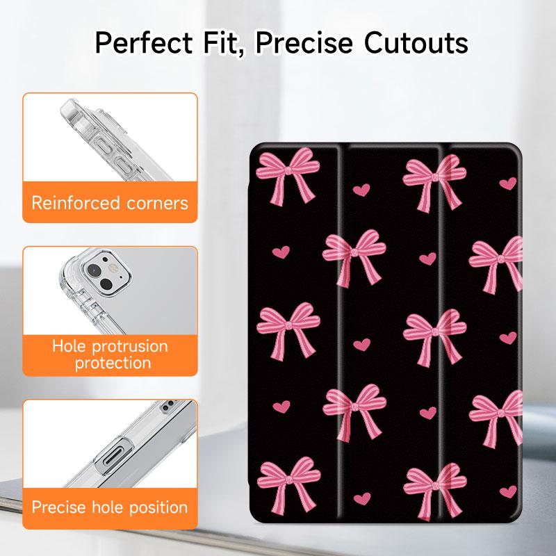 Cute Bow Pattern Tablet Case with Pen Slot, 1 Count Drop and Scratch Resistant Tablet Protective Cover, Tablet Casing, Tablet Accessories Compatible with iPad / Samsung / Huawei / Lenovo / Xiaomi