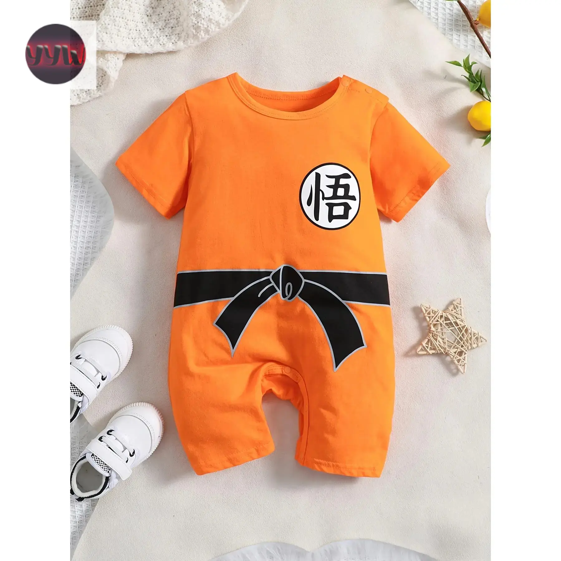 YYW1 Baby Boy Romper - Soft and Breathable, Easy to Change Diapers, Newborn Clothing, Cartoon Pattern Crawling Suit, Convenient Baby Care Clothes, Durable Snap Design, Outdoor Photography Set, Parent-Child Style
