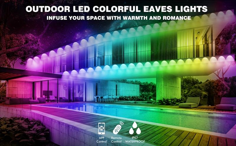 Mutovlin 50-400FT 250 Bulbs IP67 Waterproof RGB Outdoor LED Permanent Light with App & Remote Control for Party Valentine's Day Garden Gift