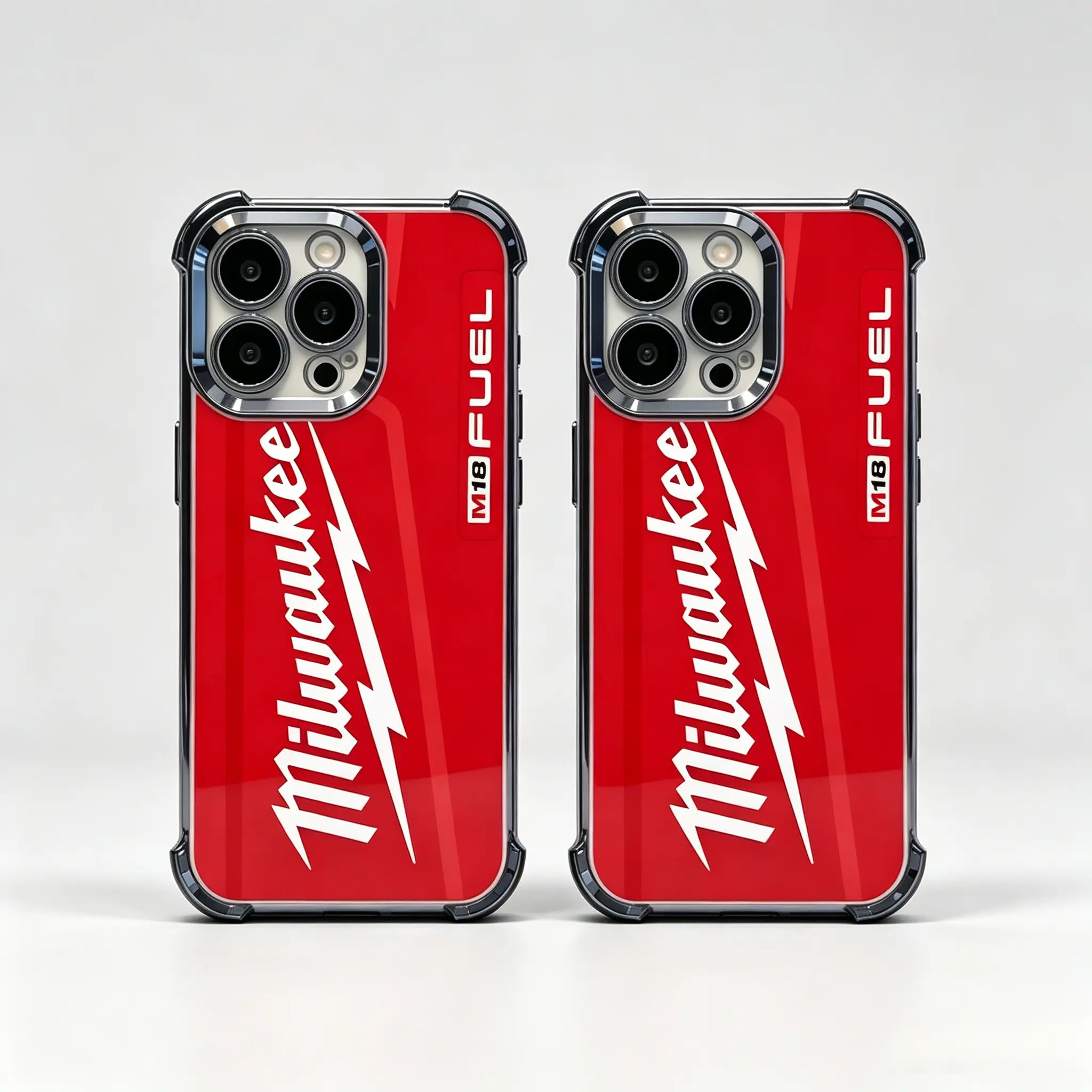 Milwaukee C010 360-Degree Electroplated Tough PC Polycarbonate Phone Case for iPhone 16/15/14/13/12/11/Xs Pro Max Plus - Anti-Drop, Shockproof, Transparent, with Screen Protector, Popular Mechanic Aesthetic Accessory for Men