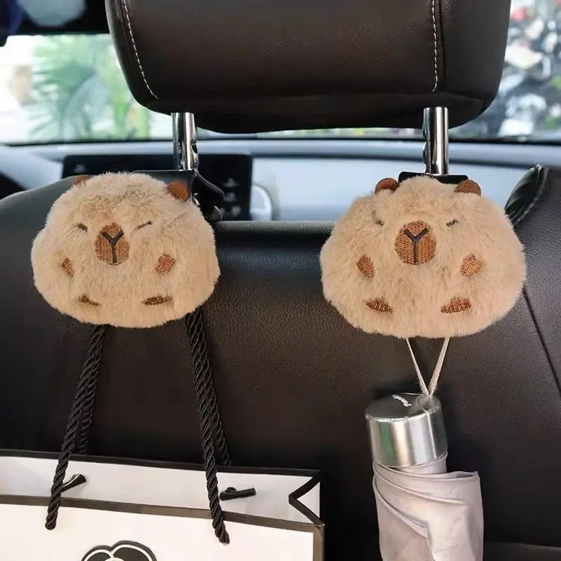 Cute Cartoon Capybara Car Seat Hooks - 1pc/2pc ABS Plastic Universal Size Auto Headrest Organizer, Strong Hold Bag Hanger for Hanging Bags, Keys, Cloth (11.5*12*3cm) Home Organizer Accessory