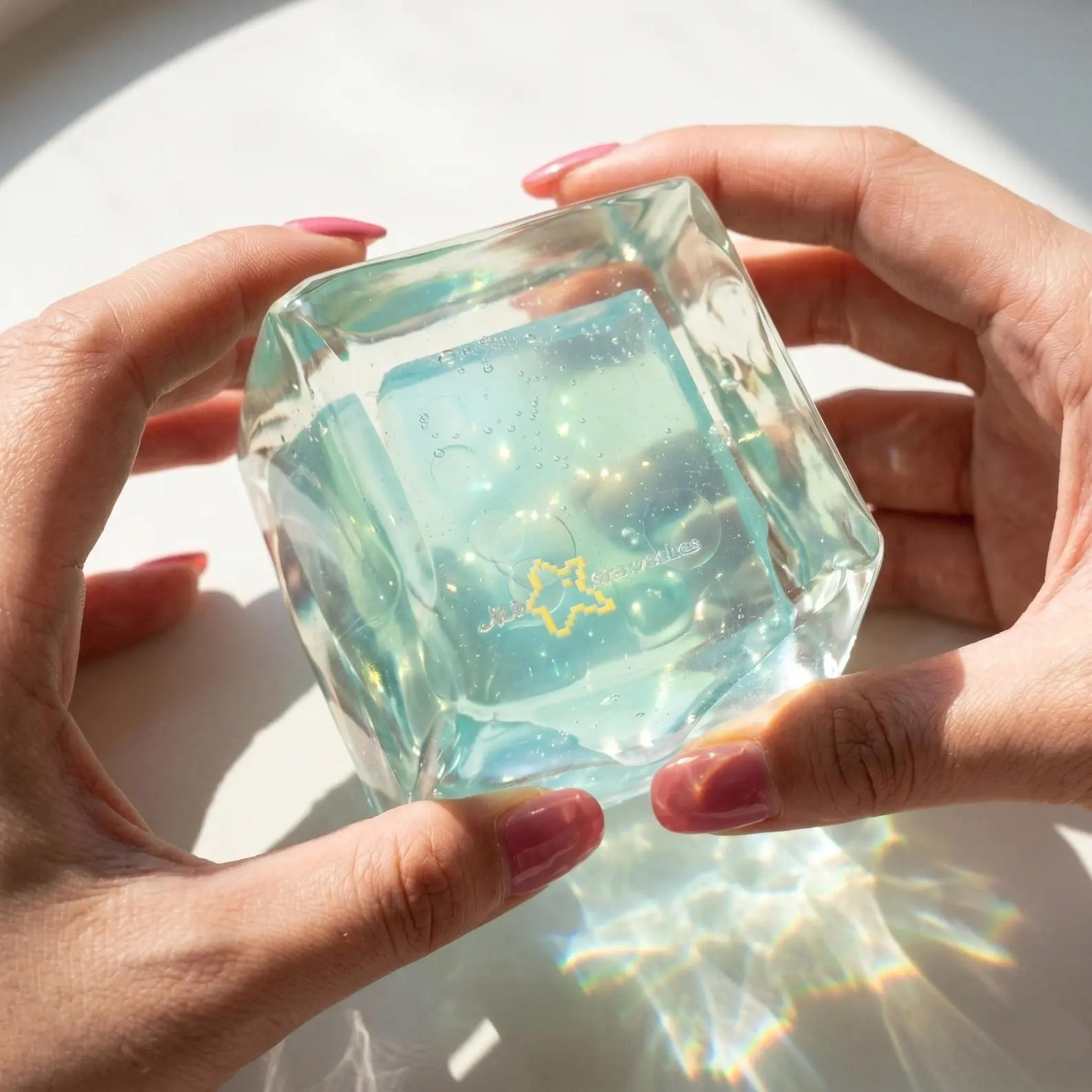 Jumbo Liquid Glitter Jelly Cube Squishy | Ultra Soft Quicksand Fidget | Aesthetic Sensory Squeeze Toy | Calming Desk Pet | Handmade squishy