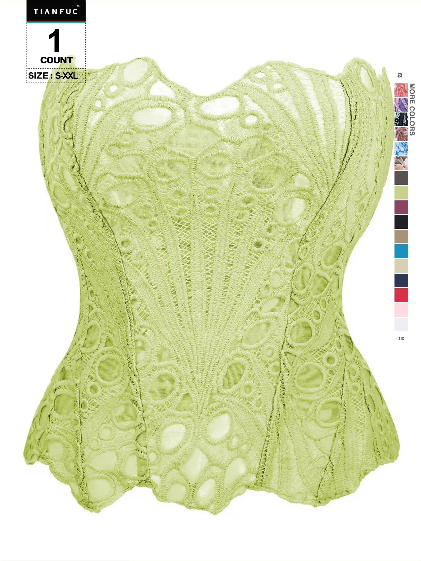 Women Sweetheart Scalloped Strapless Floral Cutout Lace Corset Bustier Top, Adjustable Waist Cincher, Vintage Fashion Tube Corset