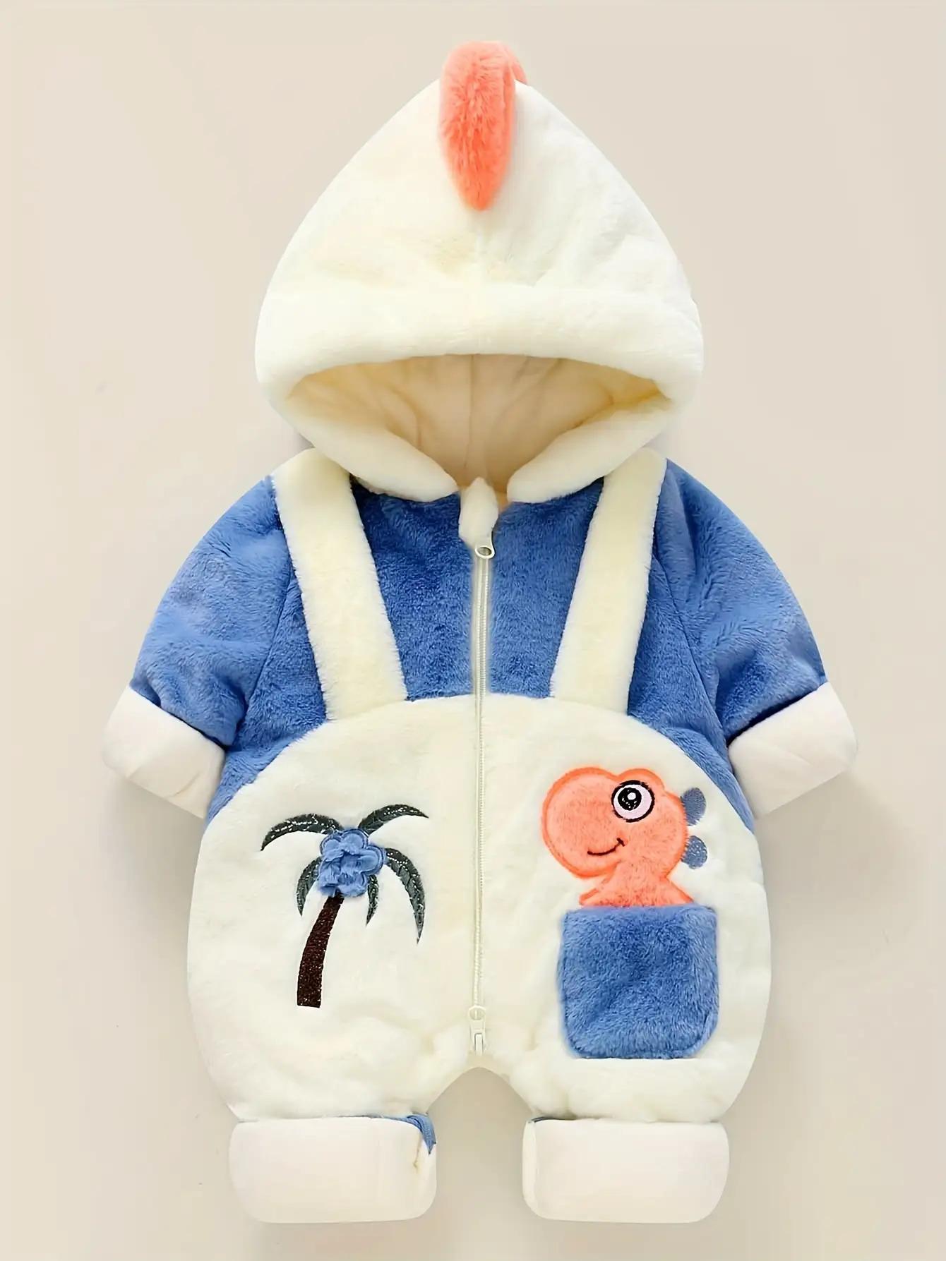 (New)& Winter Fleece Jumpsuit - Soft Hooded Full-Zip Snow Suit with Jacket & Hoodie, Cute Nemo-Inspired Fish Pocket, Warm Outfit for Skiing, Snow Play & Photo Shoots ( &)