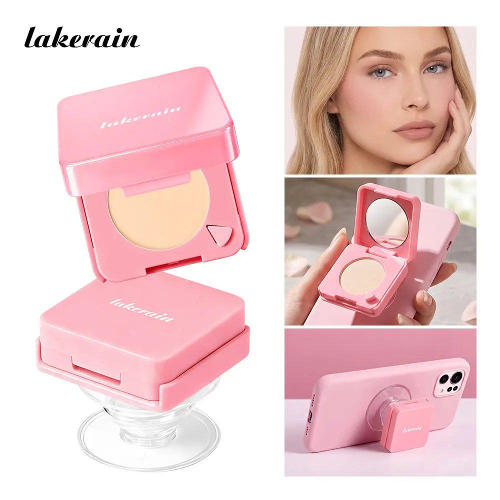 Portable Makeup Setting Powder Cake, Matte Long-Lasting Soft Focus Skin Finish, Includes Phone Stand, Ideal for On-The-Go Use