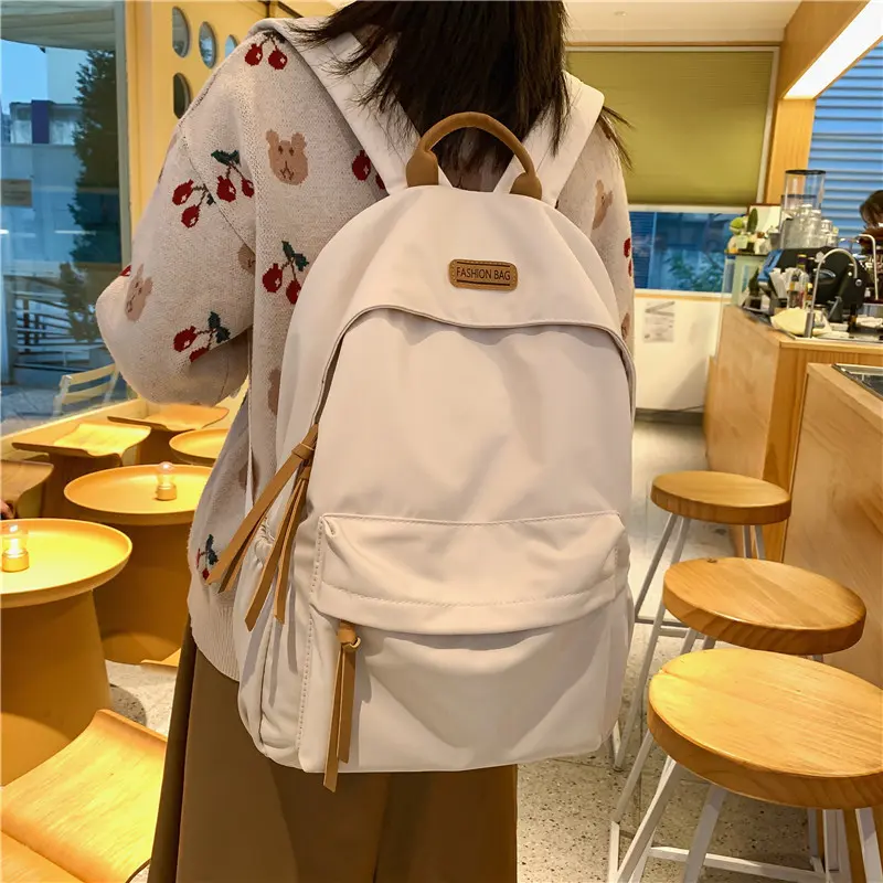 Unisex Nylon Blend School Backpack - Simple Cute Double-Shoulder Bag for Middle School Students, Travel Carry Gym Bag
