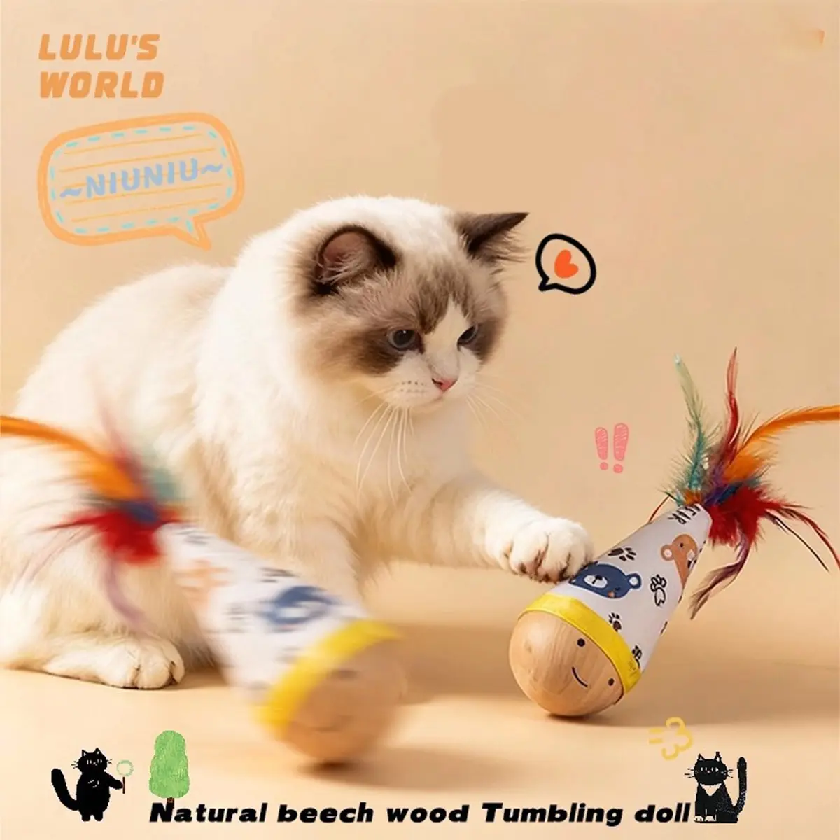 Cat Toy Spinner Self-Amusement, Rotating Feather Cat Wand, Interactive Pet Toy Ball, Engaging Cat Plaything, Fun Kitty Entertainment