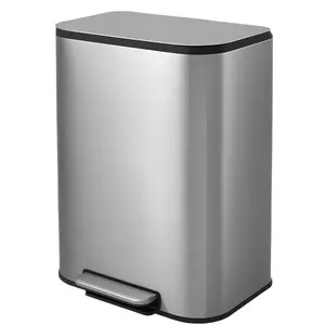 14 Gallon / 50L Large Capacity Kitchen Garbage Can, Stainless Steel Step Pedal, Fingerprint Resistant Soft Close Lid with Removable Inner Bucket for Home