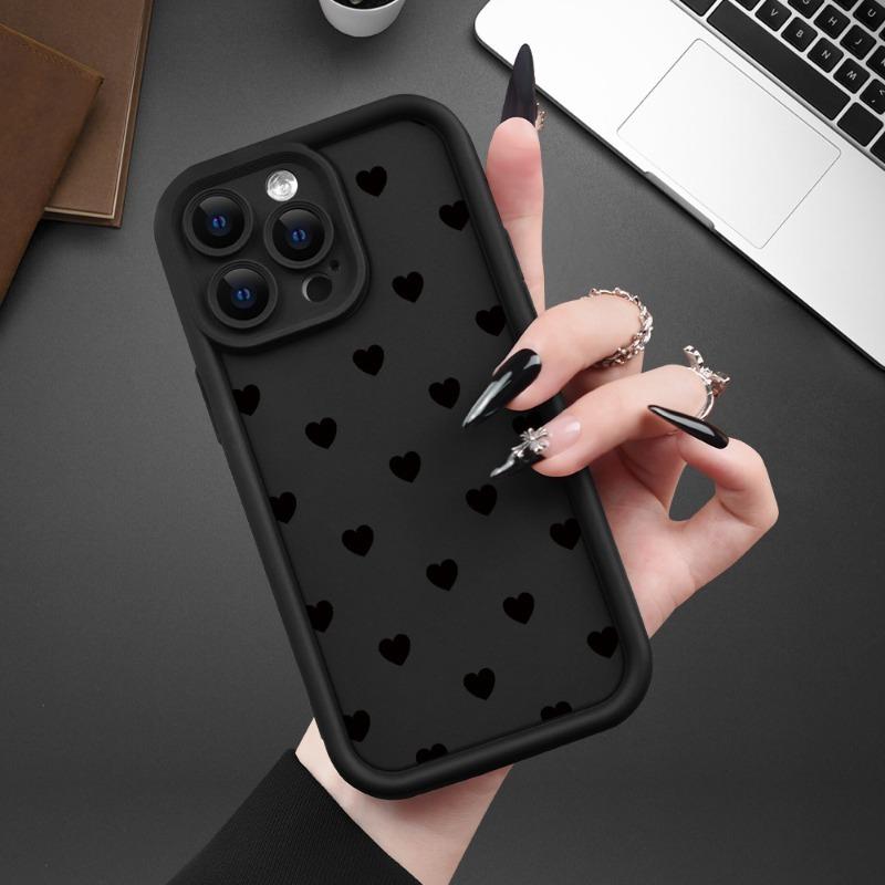 Popular Love Heart Pattern Case for iPhone 17 16 15 14 Pro Max 13 12 11 XR XS Air Plus Shockproof Non Slip Military-Grade Protection Silicone Cover