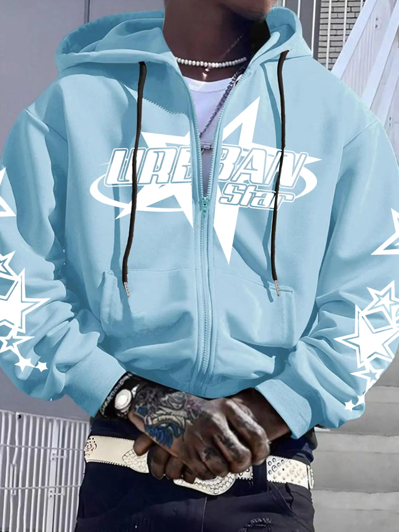 Y2K Vintage Unisex Casual Jacket Fall & Winter Hooded Coat, Star Logo Graphic Design Street Style, Warm Daily Wear, Streetwear, Hoodie Jackets