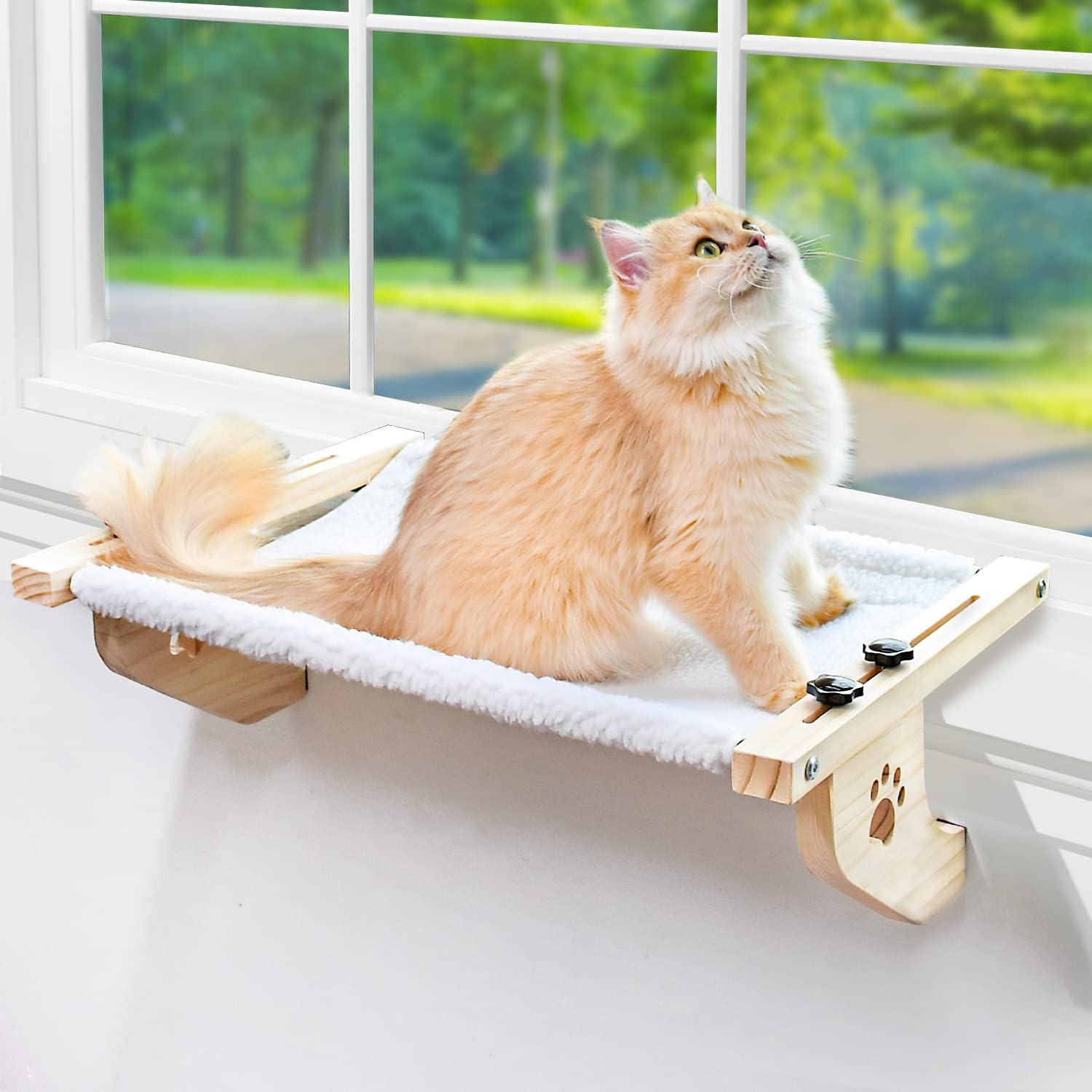 Adjustable Cat Window Perch Hammock Multi Purpose Pet Lounge for Window Sill Desk Cabinet Cozy Cat Bed with Reinforced Support Quick Setup Foldable for Space Saving