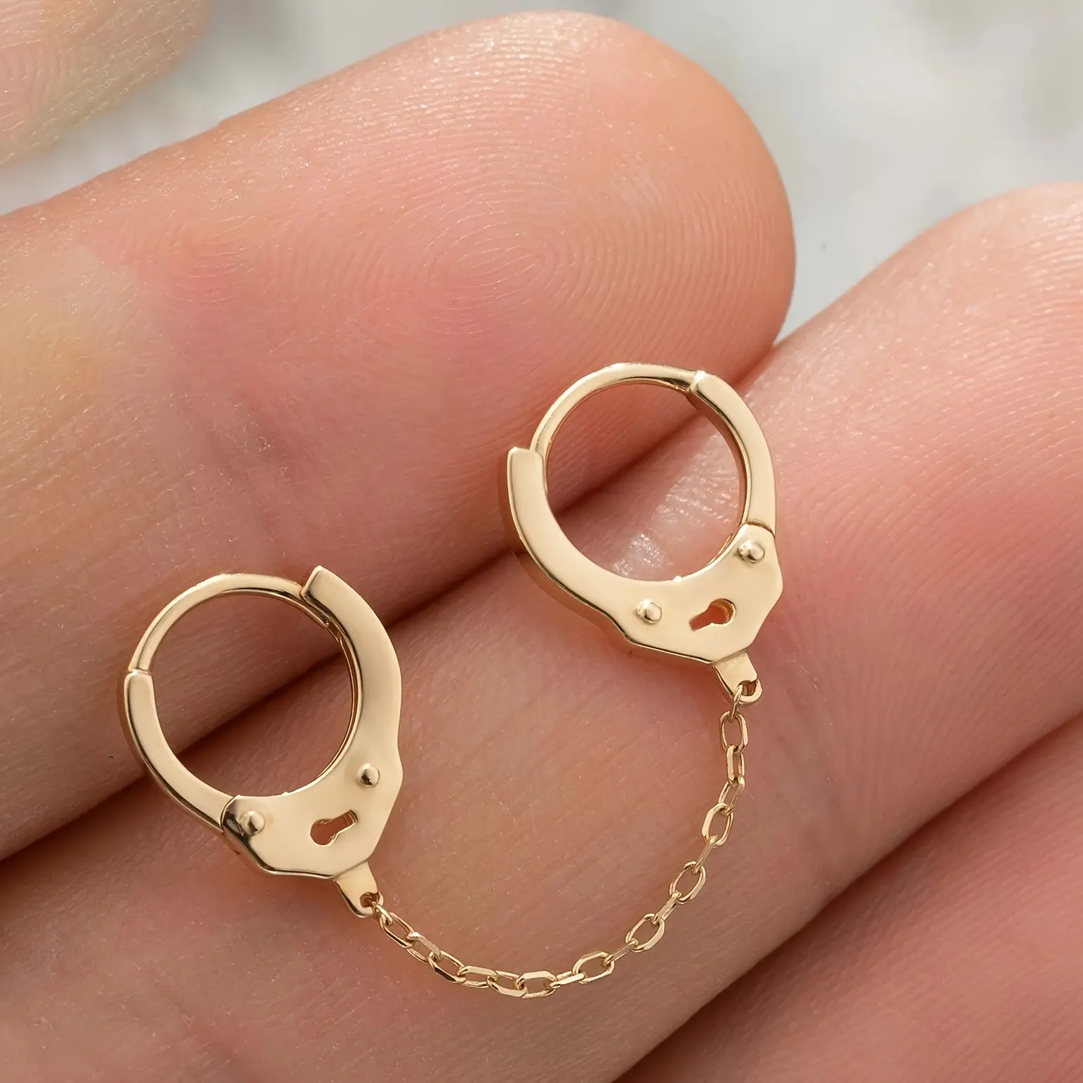 Creative Fun Nickel-Free Copper Handcuff Earrings - Simple Look Costume Jewelry for Daily Wear, Gatherings, Ideal Gift for Friends