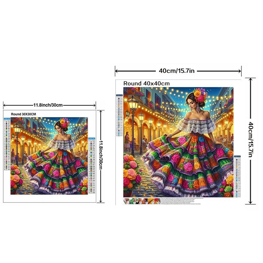 5D Diamond Arts Colorful Painting Kit, Dancing Figure Pattern Diamond Arts Crafts Kit without Frame, DIY Handcraft Decorative Art Picture for Beginner, Embroidery, Diamond Art Tools, Diamond Painting Kits