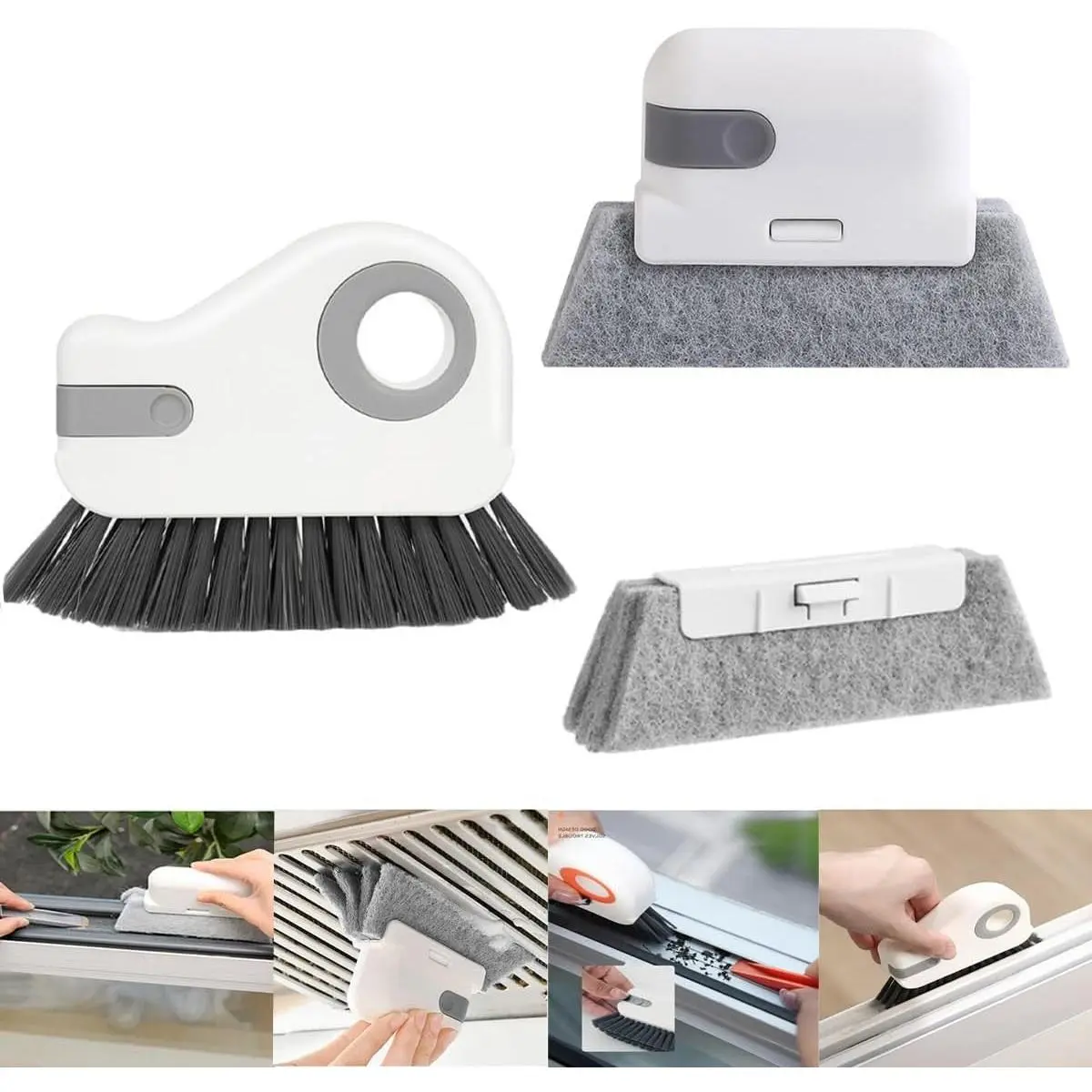 Window Track Cleaning Brush with Hidden Scraper for Sliding Door and Window Tracks, Shutters, Kitchen Sink CleaningGift