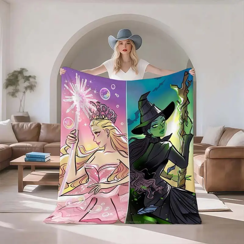 Good Witch Vs Wicked Witch Split Design Flannel Throw Blanket Wizard Fantasy Movie Soft Fleece Blanket