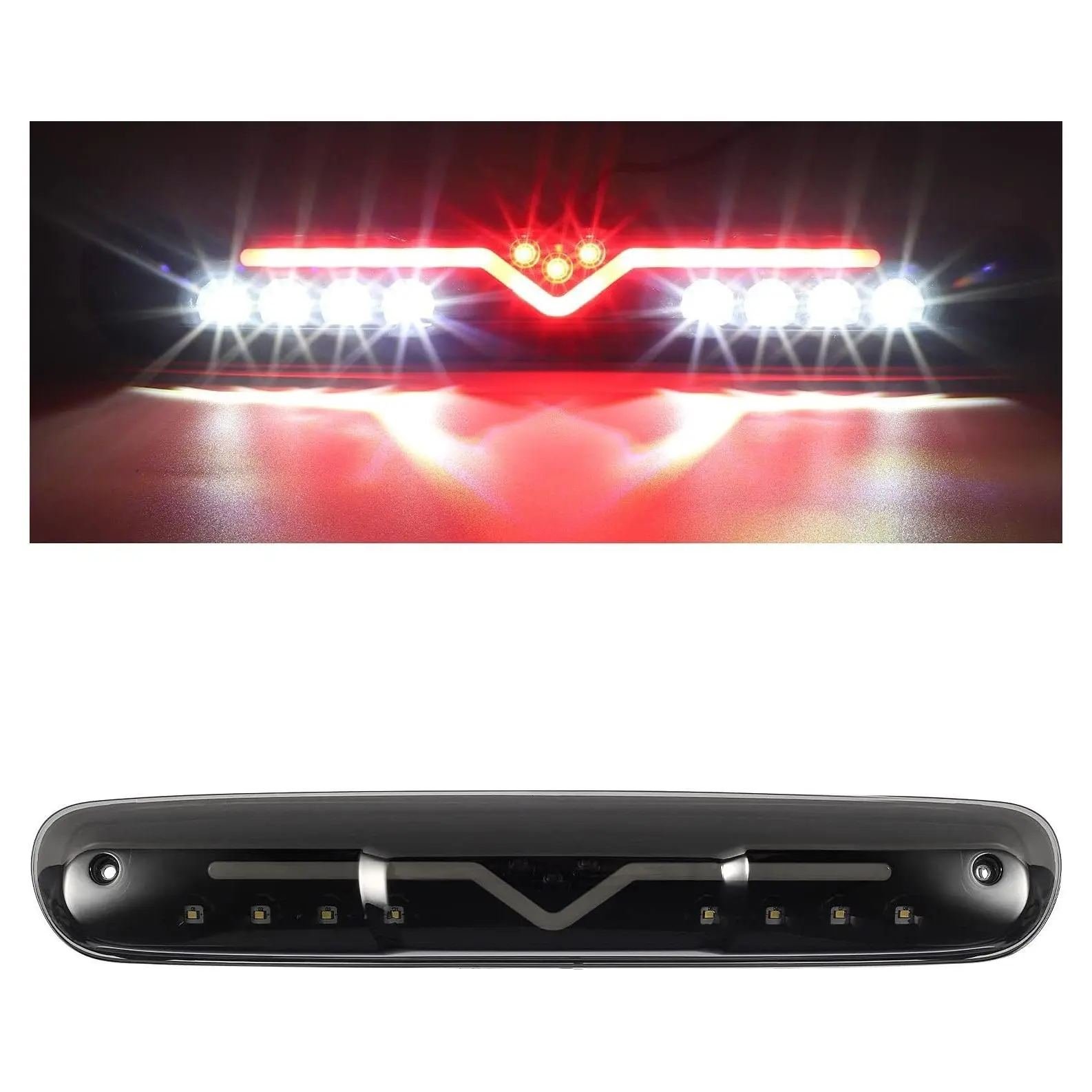 High Mount LED Third Brake Light Replacement for 07-13 Silverado/Sierra 1500 2500HD 3500HD Rear Cab Roof Center Cargo Lamp (Smoke Lens)Gift