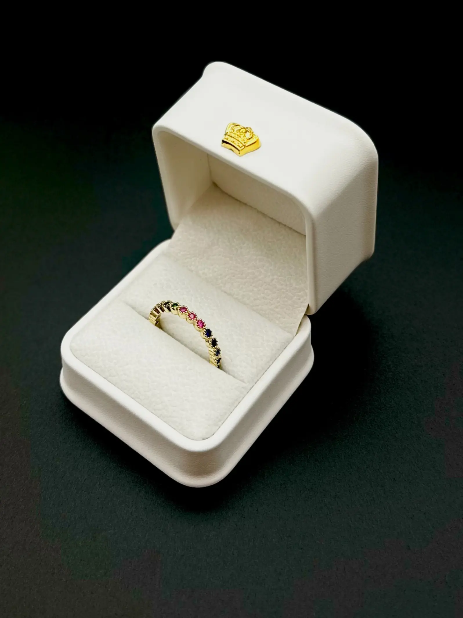 Rainbow Multicolor Imitation Gemstone Ring, Vintage Sparkling Wedding Band, Gift for Girlfriend Mom, Women's Birthday Jewelry