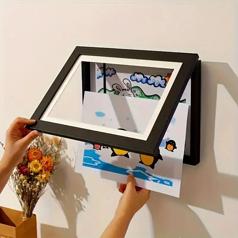 Cartoon Themed Foldable Magnetic A4 Art Frame with Front Opening, Photo & Artwork Display Holder for Teen Creative Works, Cute Wall Art Decor for Home & Office, Ideal Thoughtful Birthday Gift