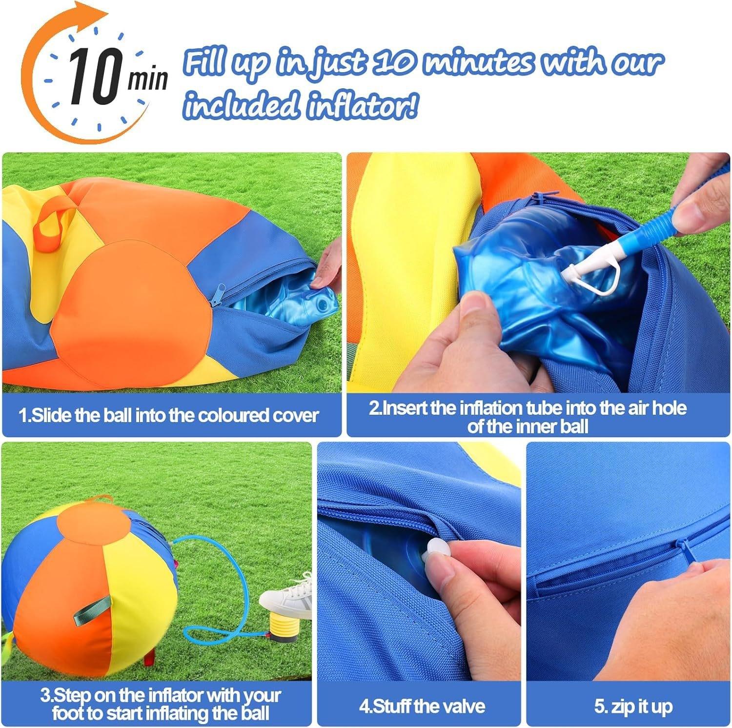 Upgraded Solid Color Polyester Herding Ball Durable Inflatable Training Play Ball for Sheep Horse Dog Farm Pet Exercise Game Toy