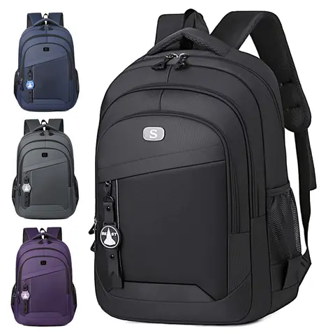 Unisex Adjustable School Travel Backpack - Water-Resistant Oxford Nylon Bag, Multi-Pocket Lightweight Breathable Zippered Computer Backpack for Campus, Travel Work Use, Travel Work Backpack