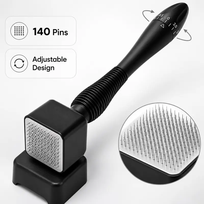 Adjustable Stainless Steel 30G Derma Stamp - Beauty Tools, Cosmetic Daily Handheld Tool, Sanitize First Reusable Serum Applicator for Face/Scalp Skincare (30G Steel+ABS, All Skin Types)