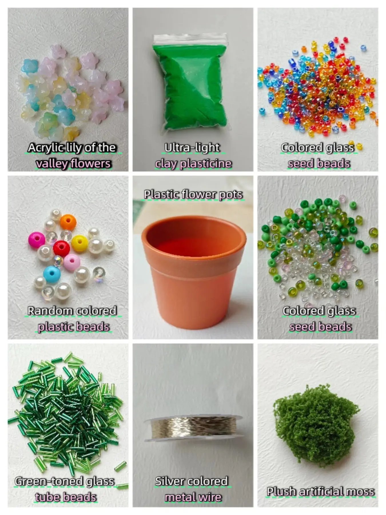 1 Set DIY Beaded Potted Plant Kit, Handmade Flower Craft Set with Beads, Wire, Flower Pot and Artificial Moss, Desktop Decor Gift for Friends, Beading Kits, Beading Supplies