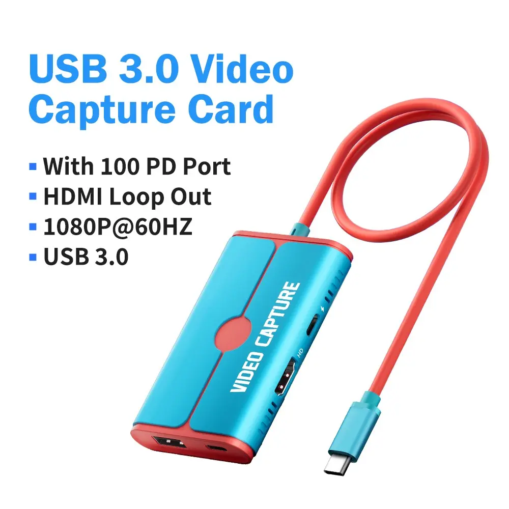 Lemorele 3-in-1 1080P 60Hz Video Capture Card with HDMI Loop Out, Portable Switch Dock with PD 100W Fast Charging, USB 3.0 Hub for Live Streaming Gaming Samsung Dex Steam Deck