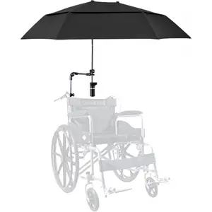 Adjustable Clamp Chair Umbrella, Rain & UV Protection for Wheelchair, Double-sided Extended Parasol, Suitable for Stroller, Bicycle and Beach Chair