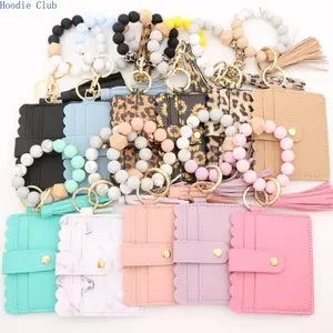 Fashion Beaded PU Leather Keychain with Tassel Wrist Strap Stylish Wristlet Keychain for Women and Girls Casual Portable Key Holder Accessory for Keys Bags and Daily Use Elegant Handbag Charm Wrist Lanyard Gift