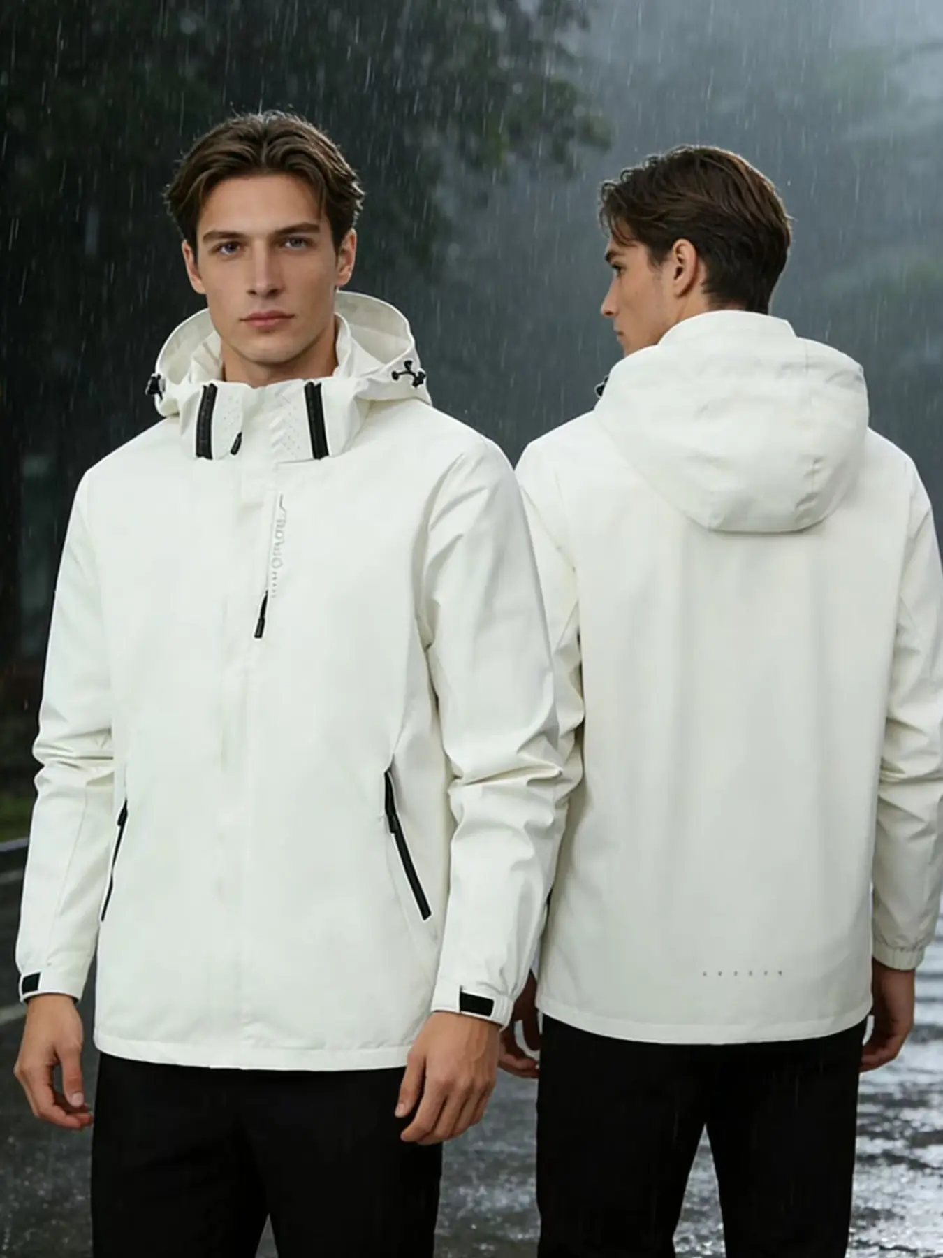 Men's High-Quality Spring & Fall Stand Collar Detachable Hood Jacket, Outdoor Windproof Zipper Large Pocket Loose Fit Outerwear