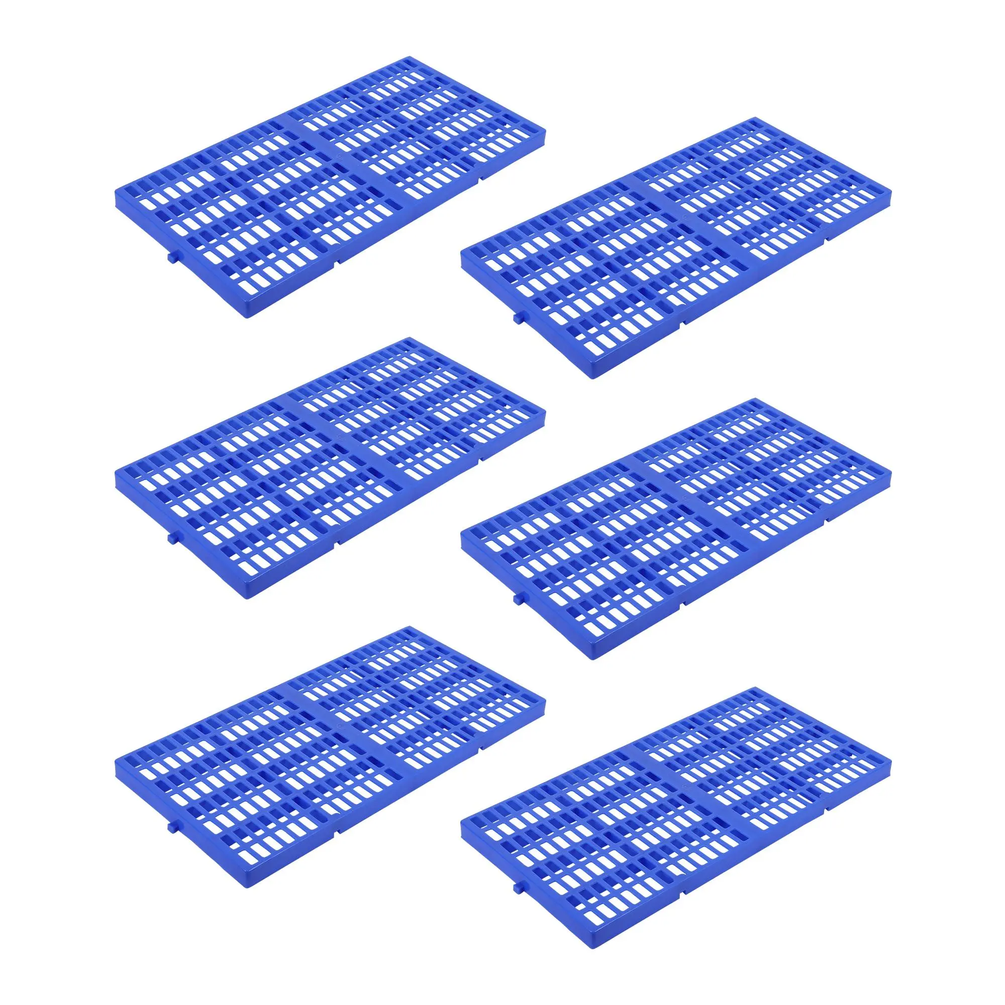 Heavy Duty Blue Plastic Pallet - Stackable & Waterproof PP Floor Pad - Industrial Material Handling - For Warehouse, Garage, Basement - Pack of 6