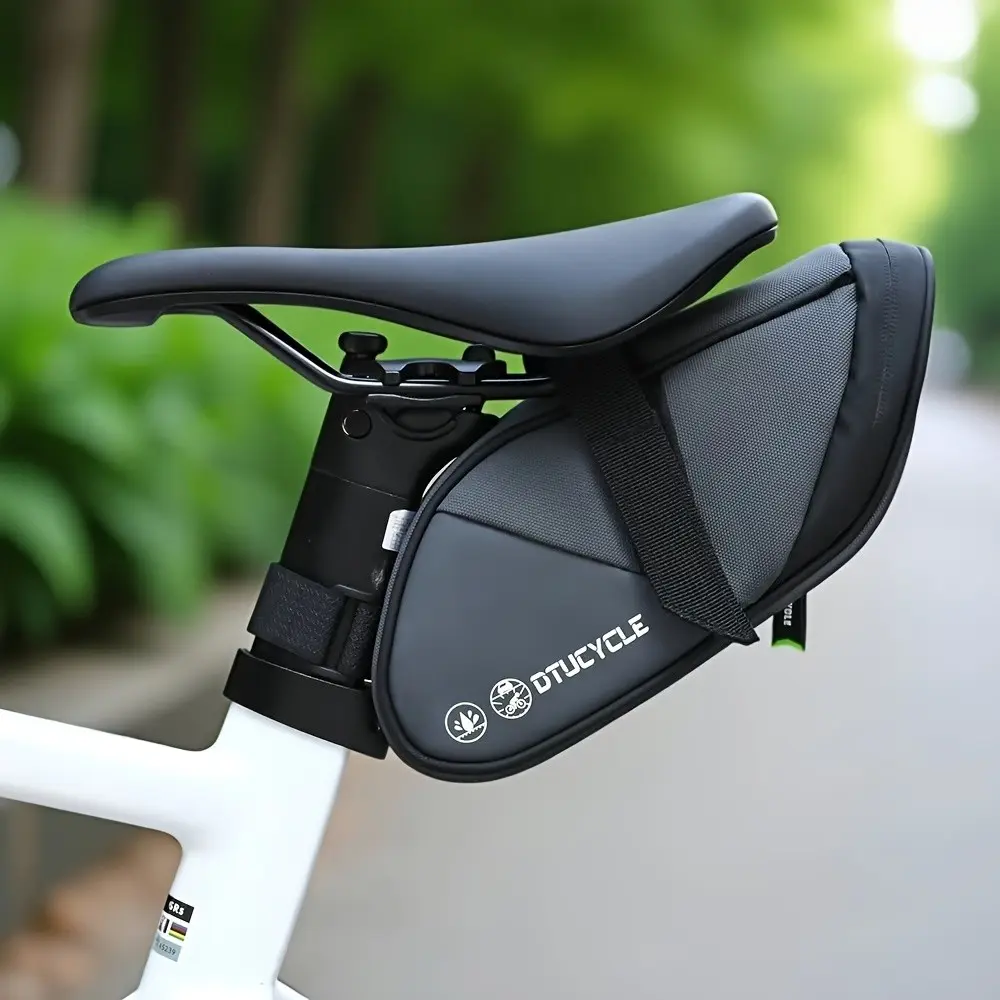 Large Capacity Bike Seat Bag, Adjustable Strap Bicycle Tail Bag, Durable Zipper Saddle Bag, Secure Mount Cycling Pouch, Mixed Color, Bike Accessories, Road Cycling Gear