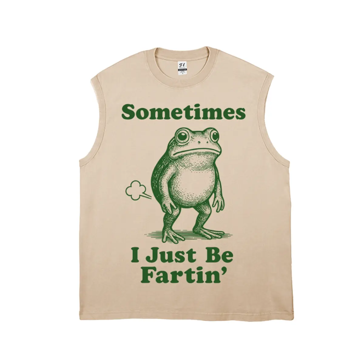 Unisex Sometimes IJust BeFartin Hilarious frog full of mockery Graphic Washed Vest Personalized Pattern Y2k Clothing Round Neck Washed Vest,Women's Clothing 100% Cotton, Menswear, Top, Vintage Style,Summer Casual Oversized