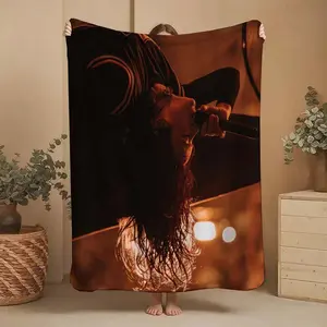 Traditional Vocalist Live Concert Themed Patterned Flannel Blanket - Thick, Ultra-Soft, Warm, Wrinkle Resistant Winter Companion for Sofa Cover, Office Nap Use