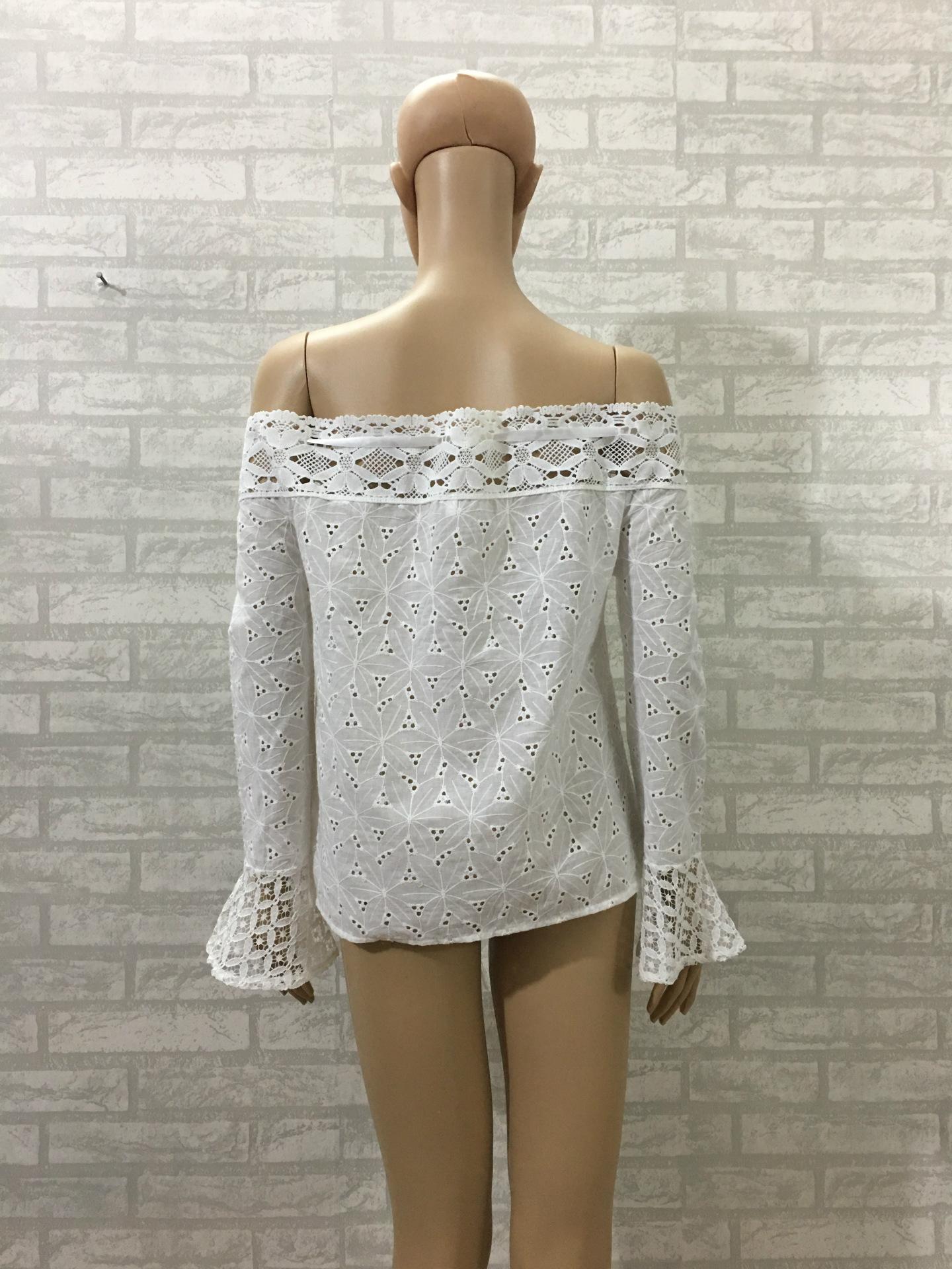 2025 Off-Shoulder Tassel Lace Patchwork One-Shoulder Bell Sleeve Lace Top Women's Fashion Shirts Womenswear Blouse Fitted