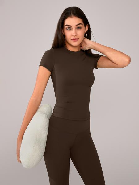 Women's Solid Short Sleeve Tee & Leggings Loungewear, Casual Comfy Round Neck Top & Skinny Pants PJ Set, Ladies Sleepwear for Spring & Fall