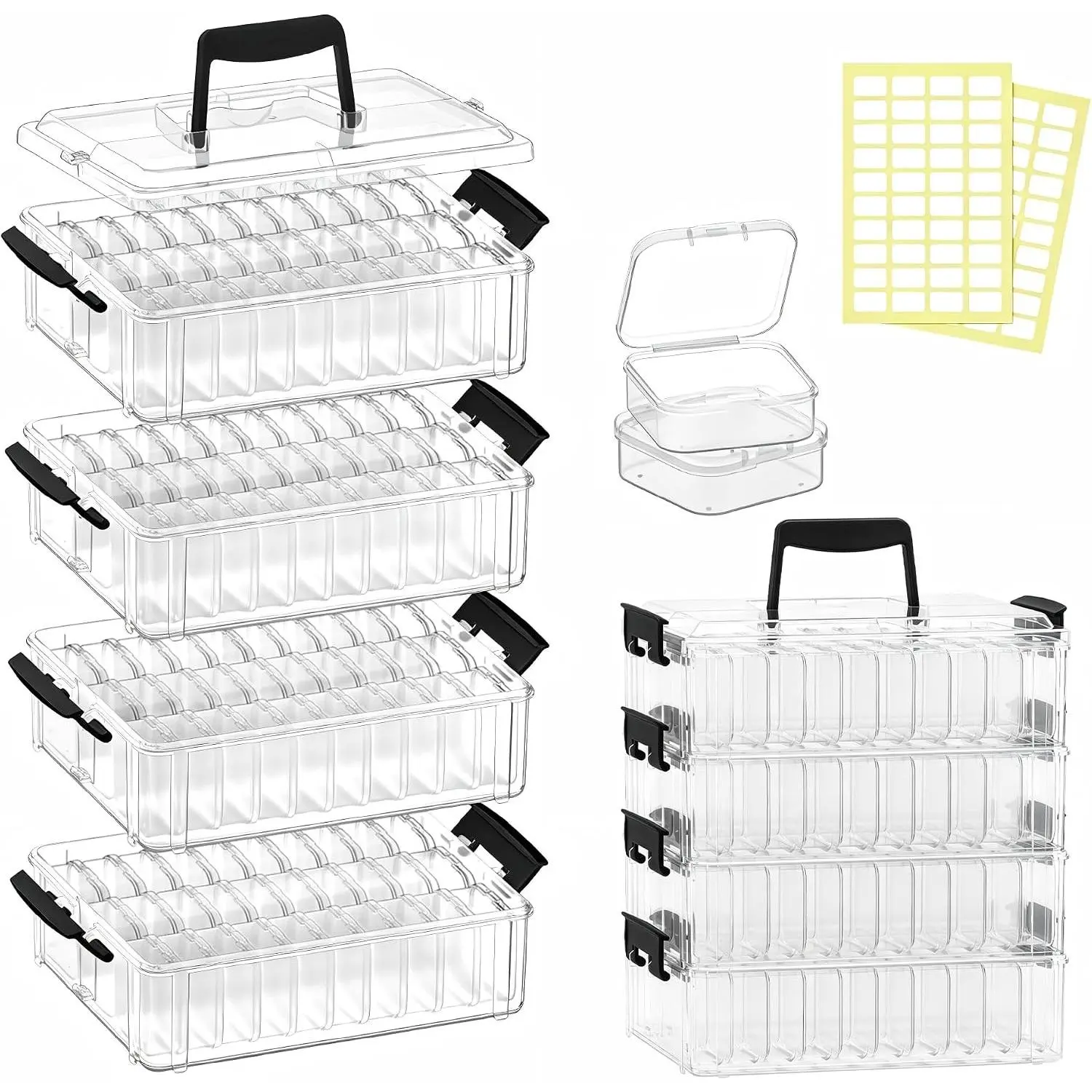 Bead Organizer Box 120 Pcs, 4-Tier Large Capacity Stackable Bead Storage Containers, Portable Plastic Craft Organizers for Jewelry Making, Bracelets, DIY, Nail Art Charms