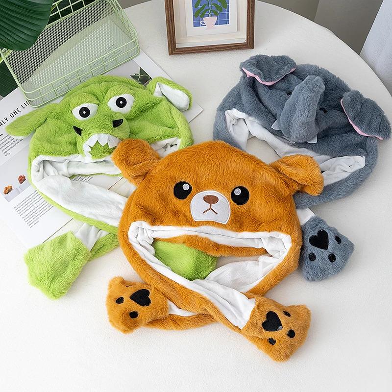 New Style Unisex Funny Ear Hat Animal Elephant Couple Cute Ear Moving Up Cap Men Women Rabbits Ears Plush Winter Lovely Hat ﻿