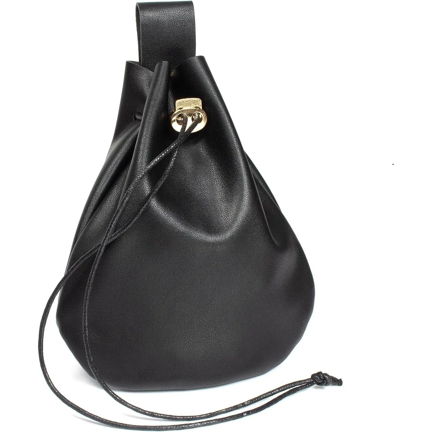 Leather Belt Pouch Medieval Vintage Renaissance Viking LARP Cosplay Costumes Drawstring Coin Purse Phone Holder Waist Bag (Black)Gift