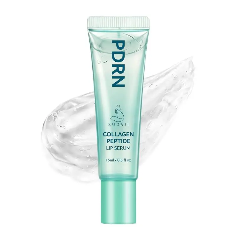 Lip Serum 0.5 fl.oz, Collagen Peptide Gloss Lip Balm for Hydrates |   Salmon PDRN ​ , Softens & Plumps Lines ​ , Barrier Support ​ , Flake Smoothing ​ , Glazed Jelly& Non-Sticky ​ , Day & Night Mask