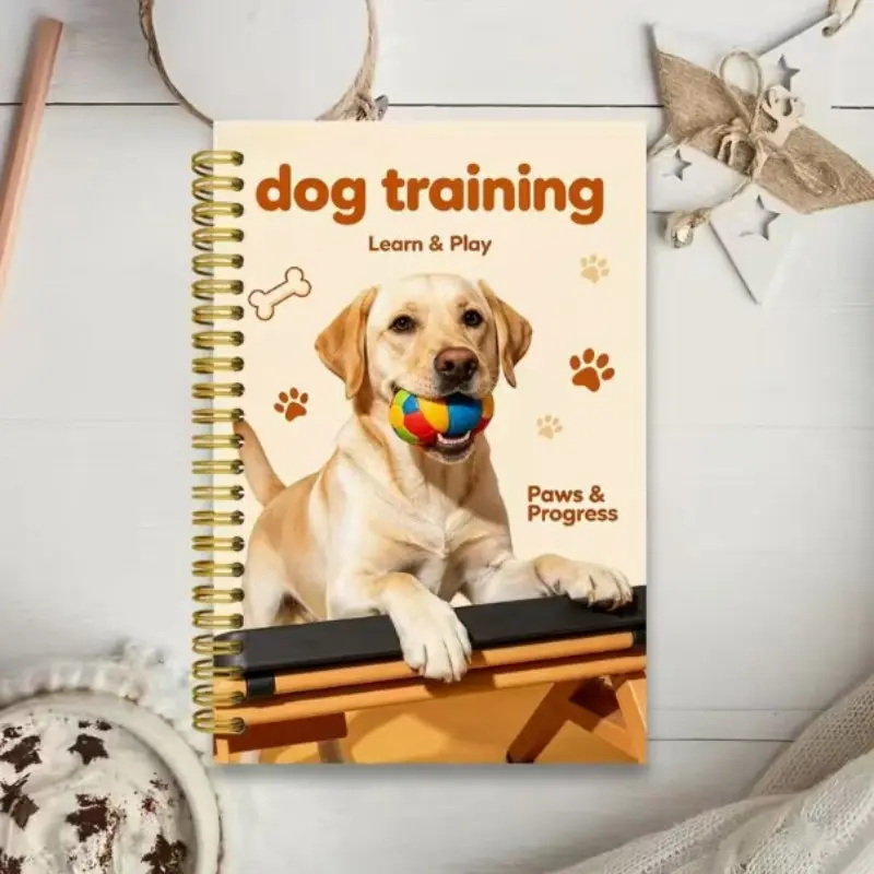 Labrador Puppy Training Coiled Notebook, Pet Growth Training Log Book, Dog Training Progress Tracker, Golden Retriever Pattern Coil Notebook